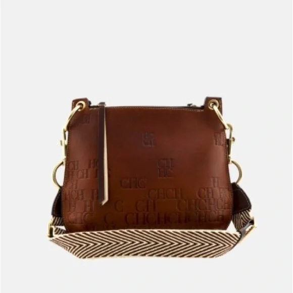 Carolina Herrera Castañuela Brown Logo Crossbody Reversible Bag - Picture 4 of 16